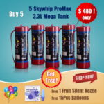 5 Skywhip Pro Max 3.3L (2000g) Mega Tanks (Free 1 Fruit Silent Nozzle & 15pcs Balloons)